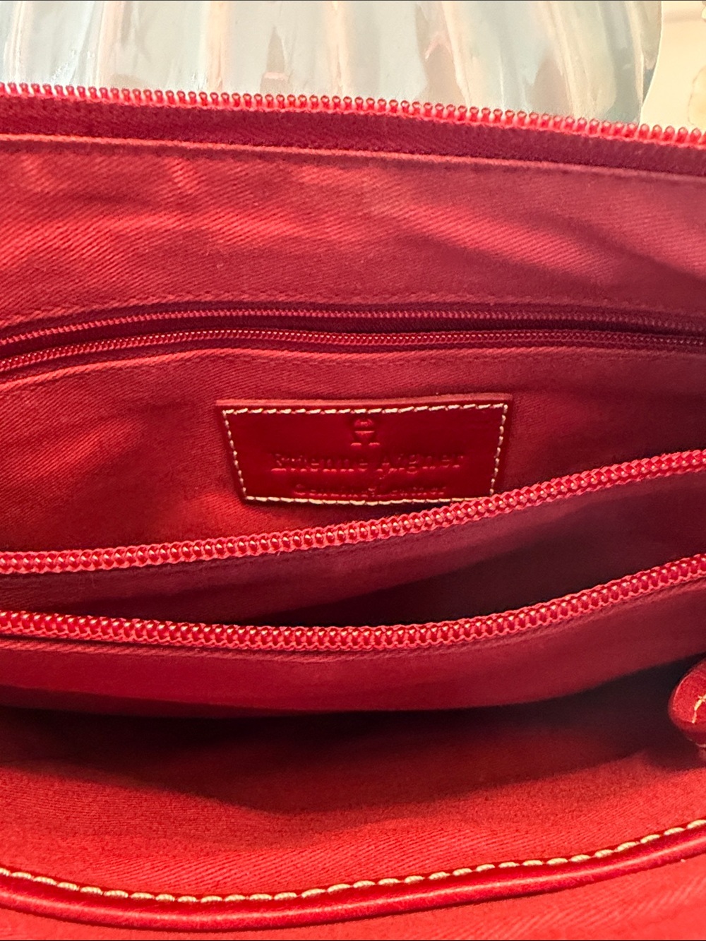 Etienne Aigner Red Leather Crossbody with Contrast Stitching - Picture 3 of 5